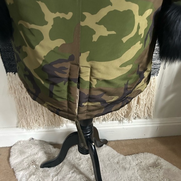 VOLARE New York Camouflage fox fur jacket army green and black size S NWT - Picture 11 of 16